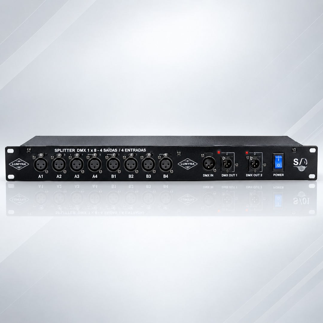 Splitter DMX 2 Entradas e 8 Saídas S8/2 Lumyna