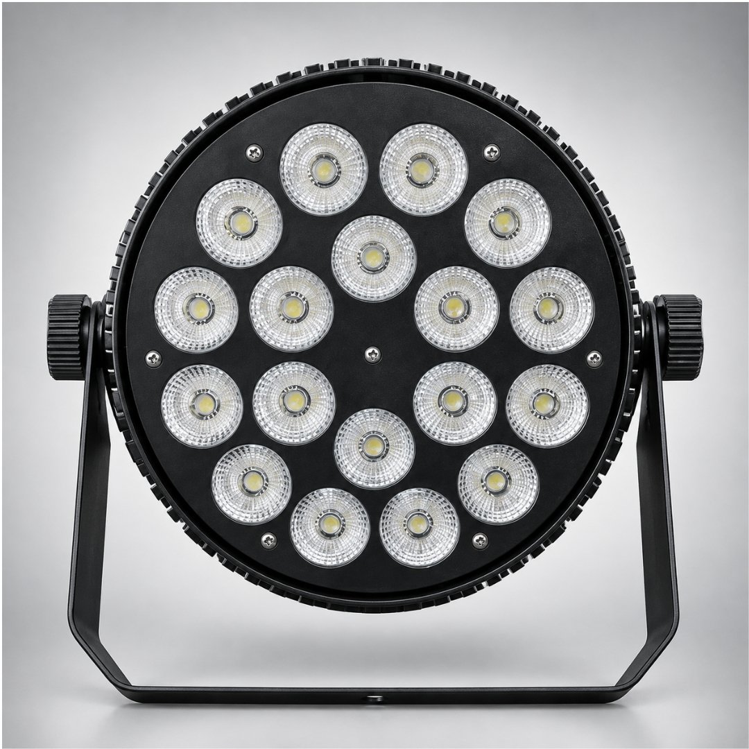 Refletor LED Slim 18x18W RGBWA+UV em Alumínio